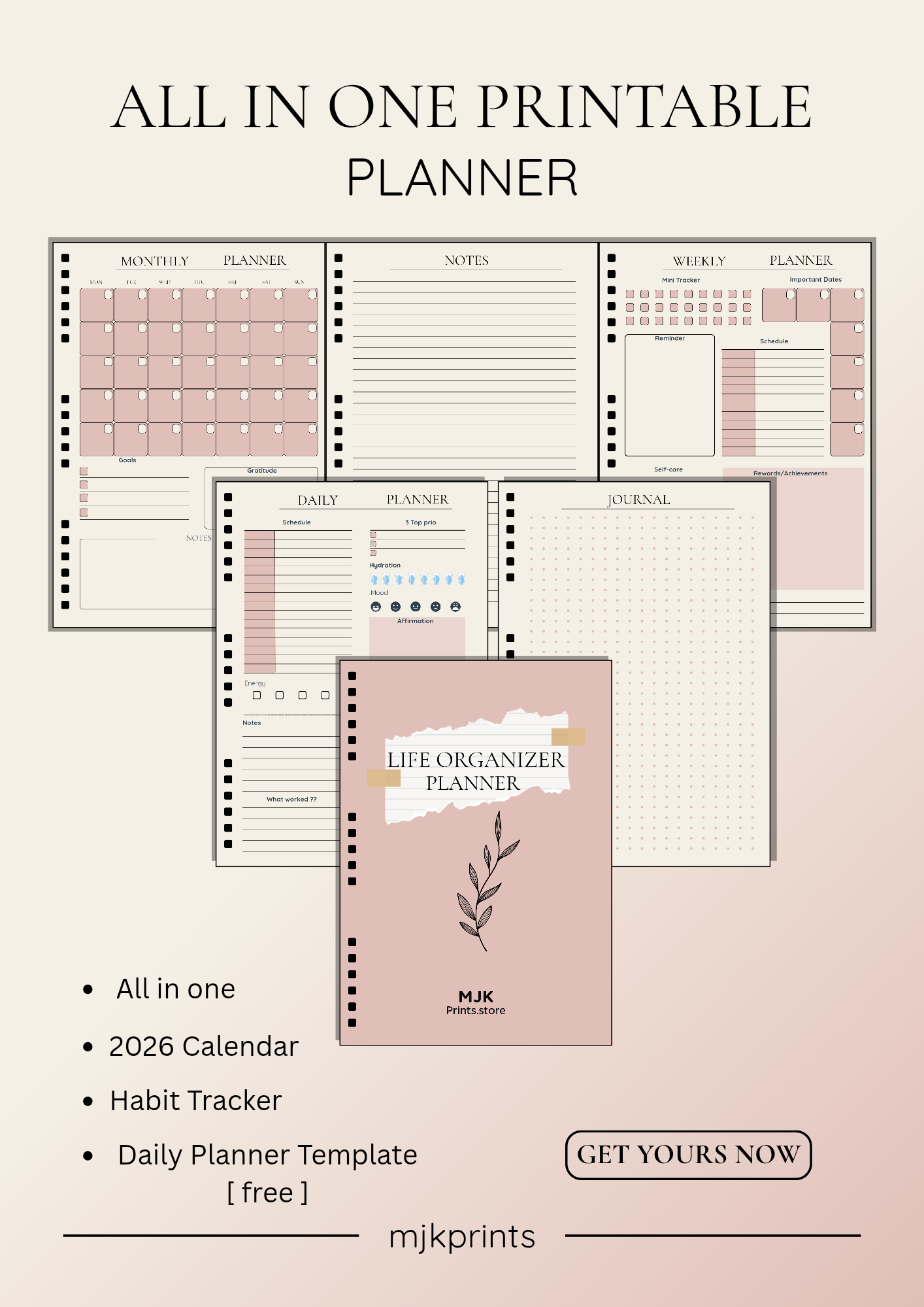 All in one 2026 Printable Planner