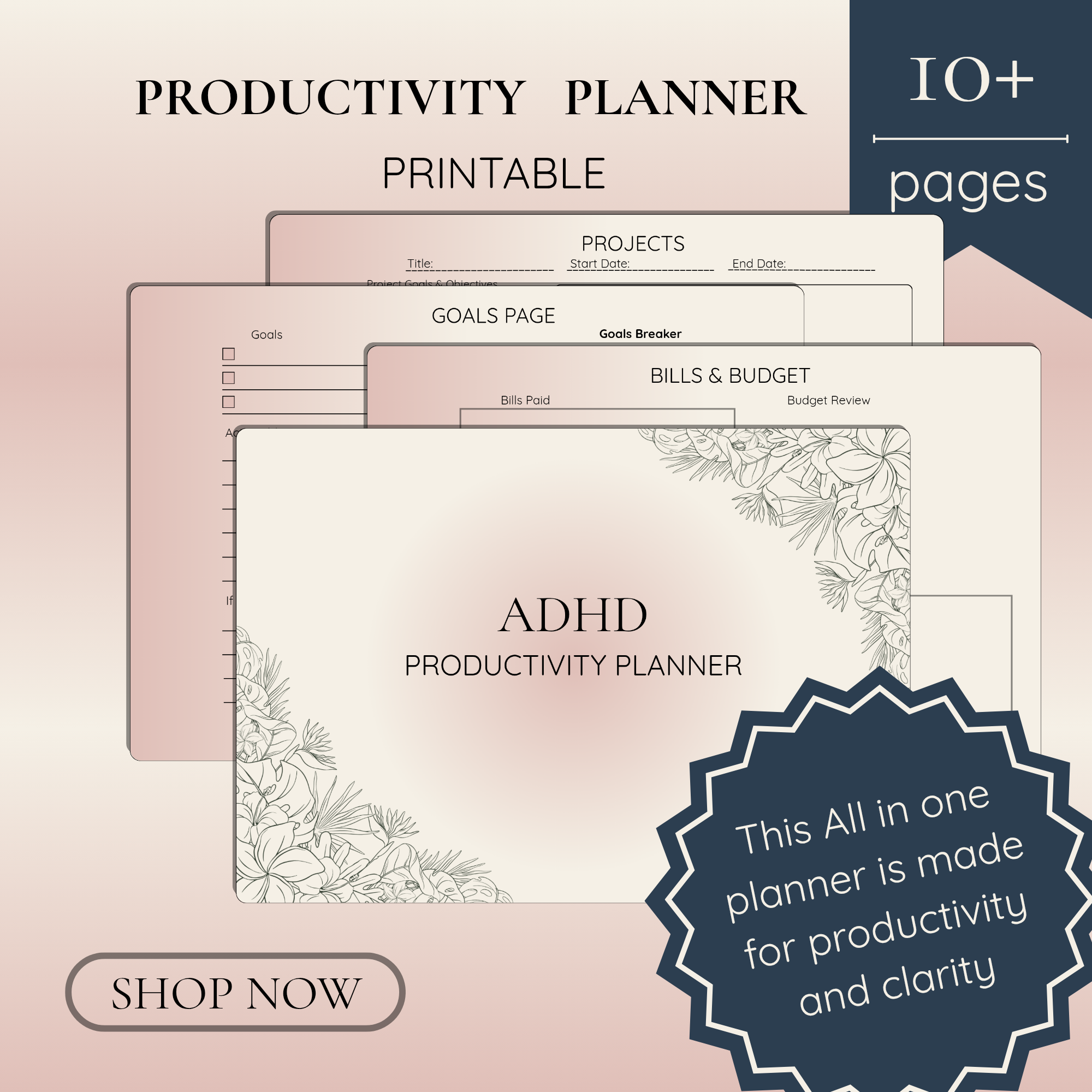 ADHD Productivity Printable Planner