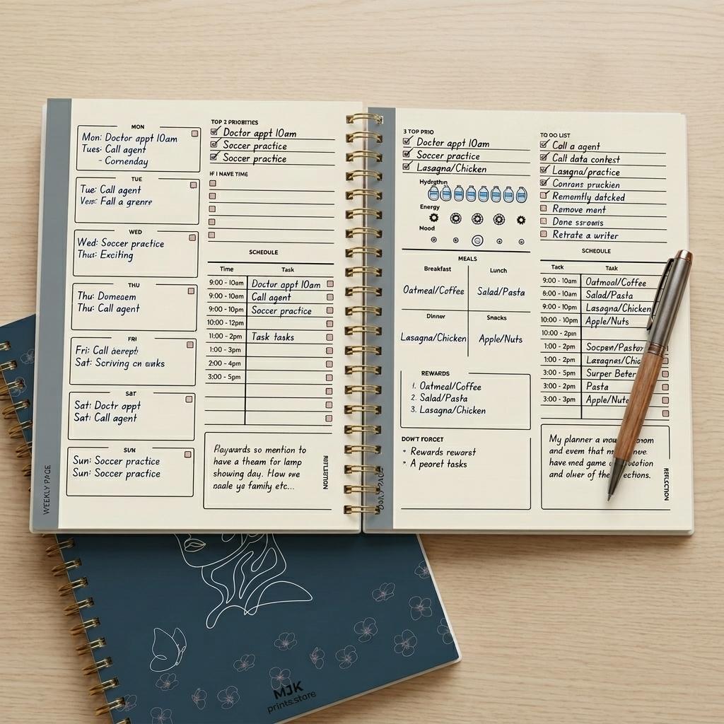Mom Planner Printable PDF | Daily Weekly Monthly Planner for Moms | Self-Care Tracker, Meal Planner, Goal Setting, Priority Matrix | Instant Download