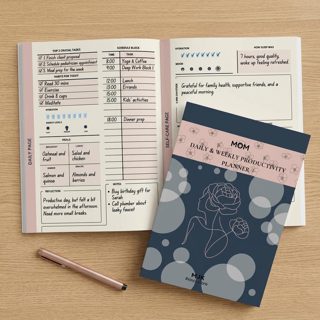 Mom Daily & Weekly Productivity Planner Printable PDF | Task Organizer, Time Blocker, Meal Planner, Habit Tracker & Self-Care for Busy Moms | Instant DownloadMom Daily & Weekly Productivity Planner Printable PDF | Task Organizer, Time Blocker, Meal Planner, Habit Tracker & Self-Care for Busy Moms | Instant Download