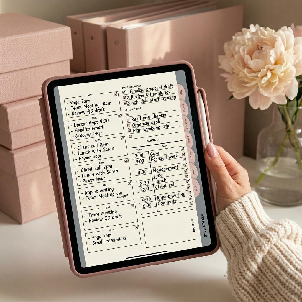Mom Planner Digital PDF | Daily Weekly Monthly Planner with Clickable Navigation Tabs | Self-Care, Habit Tracker, Meal Planner, Goal Setting & Priority Matrix | Instant Download